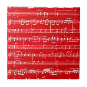 Carreau musique en feuille rouge