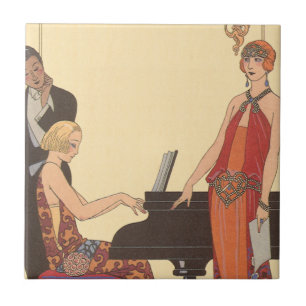 Carreau Musique vintage, chanteur de piano Art Déco