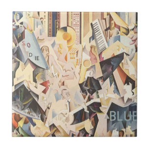 Carreau Musique vintage, Jazz Art Déco, Rhapsody en Bleu