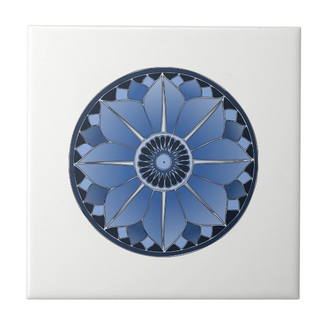 Carreau NAMASTE Fleur Bleue Spirituelle Lotus Mandala (Devant)