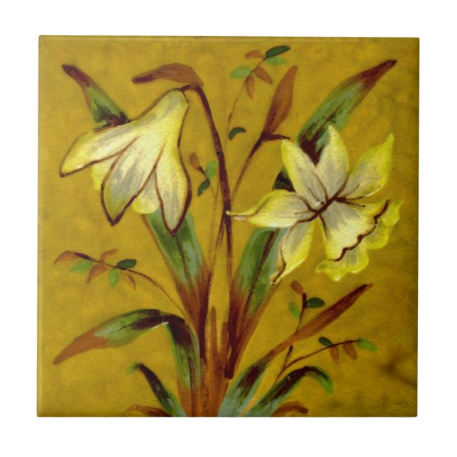 Carreau Narcissus Daffodil Barbotine Sherwin Cotton Repro (Devant)