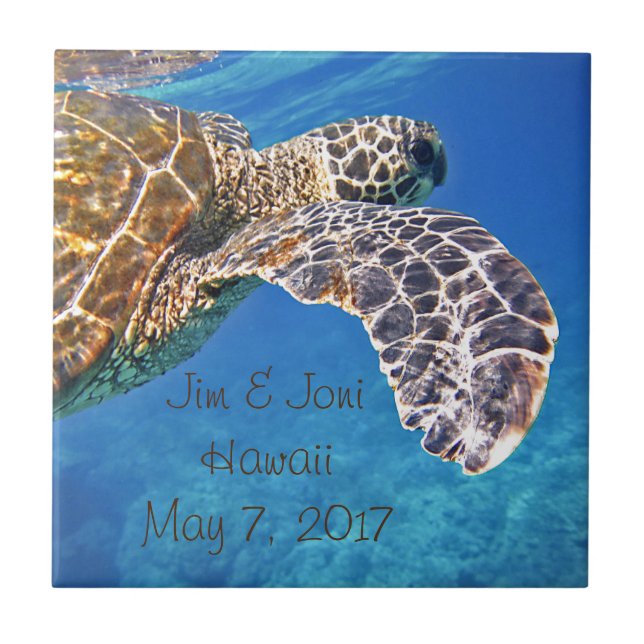 Carreau Natation hawaïenne de tortue de mer (Devant)