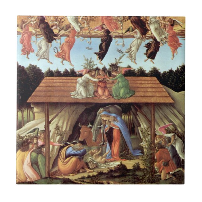 Carreau Nativité de Noël, Naissance du Christ par Botticel (Devant)