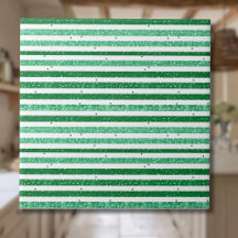 Nature Green White Horizontal Glitter Stripes