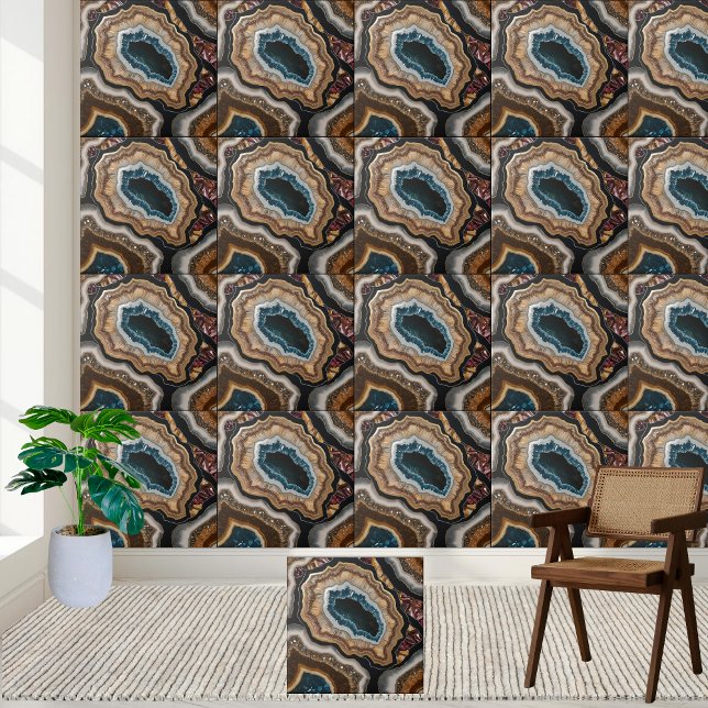 Carreau naturel Turquoise et Brown (Natural Teal and Brown Geode Tile)