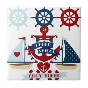 Carreau Nautical Hello marin Ancre Voilier Conception de b
