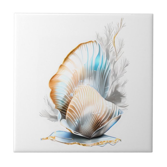 Carreau Nautilus coquillage riidescente brillance plage 3D (Devant)