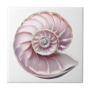 Carreau Nautilus coquillage rose 3D plage mer nautique