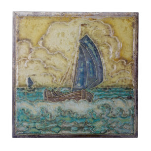 Carreau Nautique à thème Motif Voilier Océan Art Vintage
