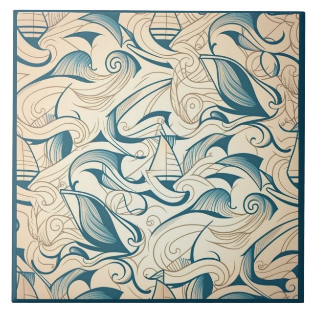 Carreau Navire nautique et océan Céramique à thème n° 11 (Devant)