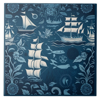 Carreau Navire nautique et Océan Céramique à thème No8