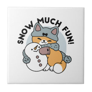 Carreau Neige beaucoup amusant Chat hiver vacances Design