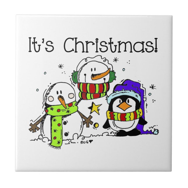 Carreau Neiges et pingouins C'est Noël (Devant)