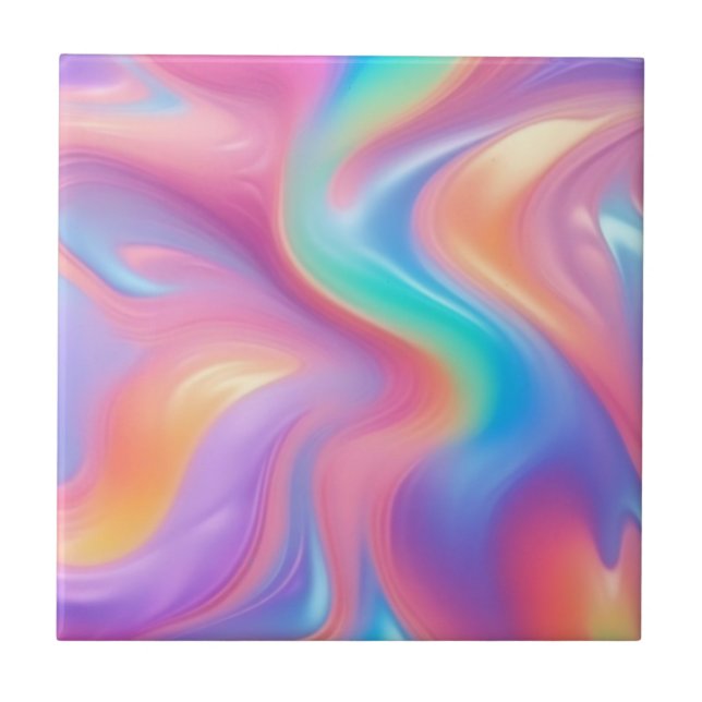 Carreau Neon tendance Pink Blue vert vert vagues abstraite (Devant)