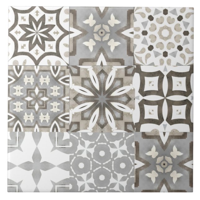 Carreau Neutre, beige, gris, tuiles marocaines (Devant)