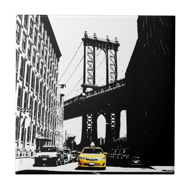 Carreau New York City Nyc Yellow Taxi Pop Art (Devant)