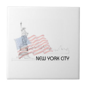Carreau New York - Drapeau de la Statue de la Liberté USA