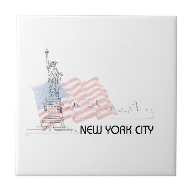 Carreau New York - Drapeau de la Statue de la Liberté USA (Devant)