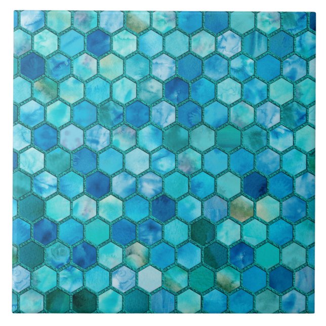 Carreau Nid d'abeilles de luxe de bleu d'Aqua de parties (Devant)