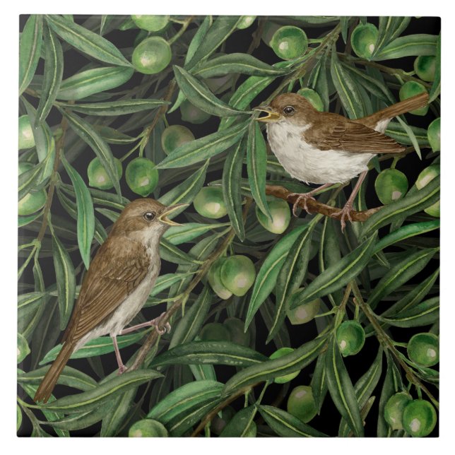 Carreau Nightingales dans l'olivier 3 (Devant)