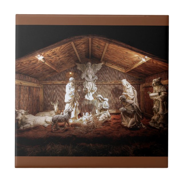 Carreau Noël Avent Jésus Nativité Manger Scène (Devant)