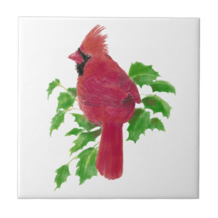 Carreau Noël Cardinal Bird Nature Faune, Aquarelle