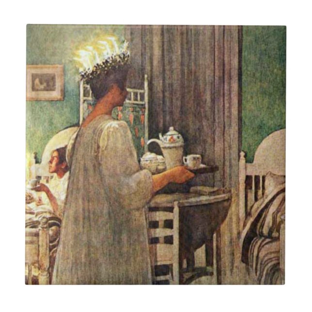 Carreau Noël de jour de Carl Larsson St Lucia en Suède (Devant)