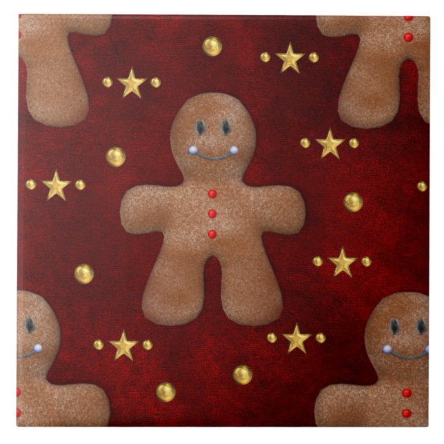 Carreau Noël de l'homme en pain d'épices mignon (Devant)