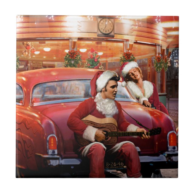 Carreau Noël d'Elvis et de Marilyn (Devant)