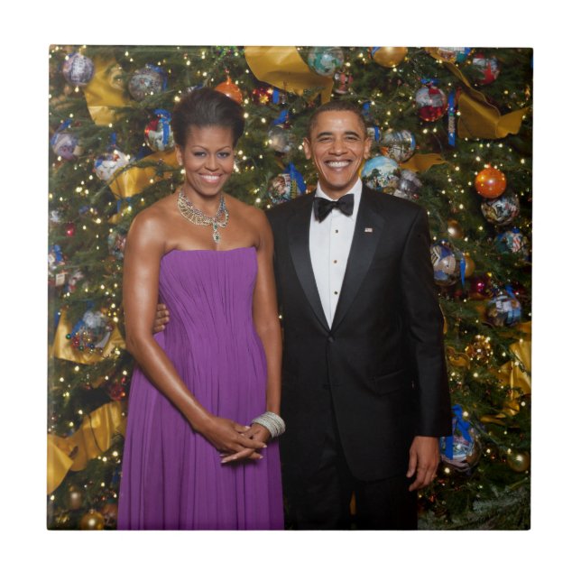 Carreau Noël du président Barack Obama et de Michelle (Devant)
