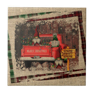 Carreau Noël Gnome Sweet Gnome Camion Rouge Plaid