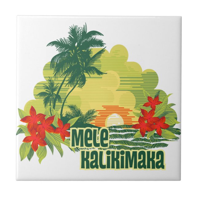 Carreau Noël hawaïen de l'île tropicale Mele Kalikimaka (Devant)