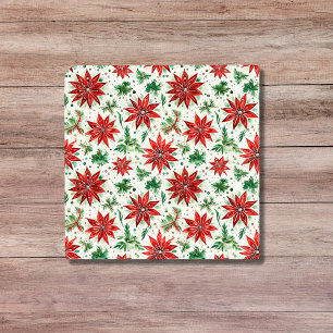 Carreau Noël Rouge et vert Poinsettia Floral