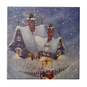 Carreau Noël vintage, atelier du Père Noël pôle Nord