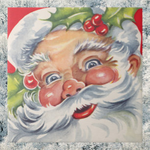 Carreau Noël Vintage, Jolly Père Noël avec son Casquette