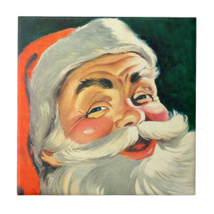 Carreau Noël vintage, joyeux Père Noël rétro des années 50