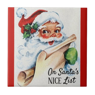 Carreau Noël Vintage Père Noël Nice Liste