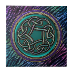 Carreau Noeud de Celtic en métal de vert de jade