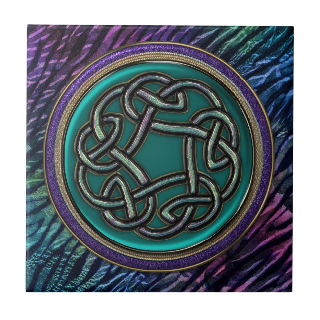 Carreau Noeud de Celtic en métal de vert de jade (Devant)