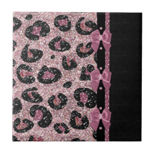 Carreau Nœuds en ruban imprimé léopard rose rockabilly RAB
