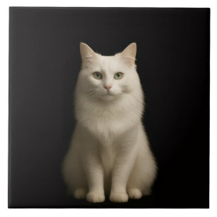 Carreau Noir 4 Luxe avec Chat Turc d'Angora