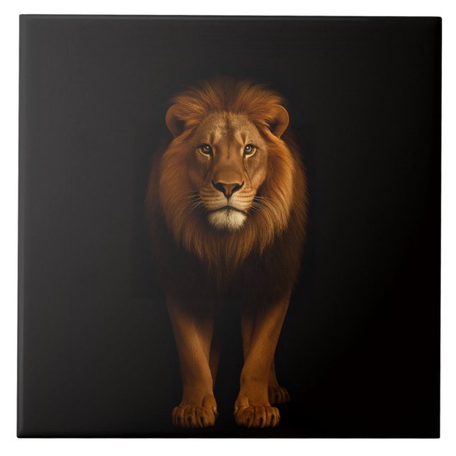 Carreau Noir 4 Luxe avec Lion Majestueux (Devant)