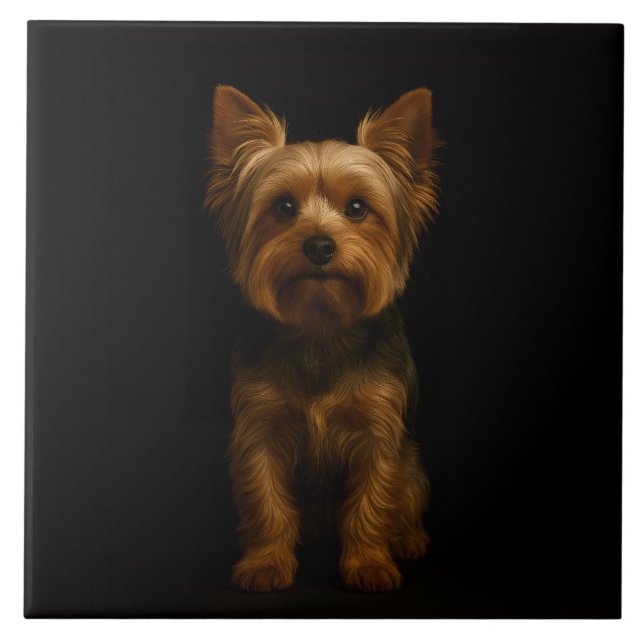 Carreau Noir 4 Luxe avec Yorkshire Terrier (Devant)