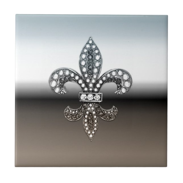 Carreau Noir argenté de Fleur De Lis Flor la (Devant)