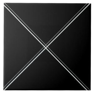 Carreau Noir avec les lignes diagonales blanches tuile 6x6