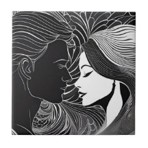 Noir & Blanc Amateurs Romantique Embrasser Silhoue