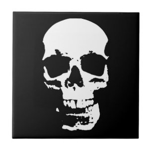 Carreau Noir & Blanc Pop Art Crâne Cool élégant