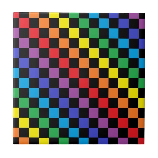 Carreau Noir Checkered d'arc-en-ciel (Devant)