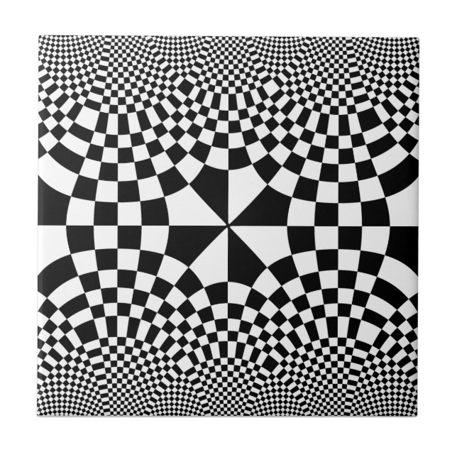 Carreau Noir de tourbillonnement et blanc d'illusion (Devant)