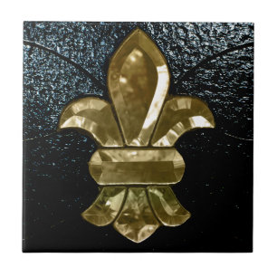Carreau Noir d'or de Fleur De Lis Flor la Nouvelle-Orléan